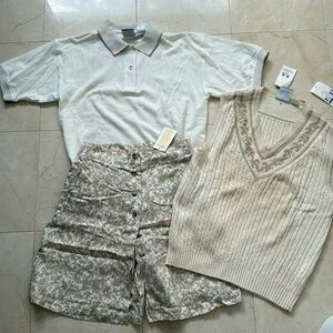 Women’s EP Golf shirt, shorts + vest set, new, Shirt-Small, Skort-8, Vest-SP